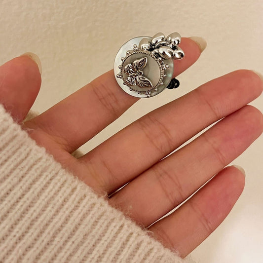 "Lunar Blossom" - Handcrafted Natural Shell and Acrylic Ring