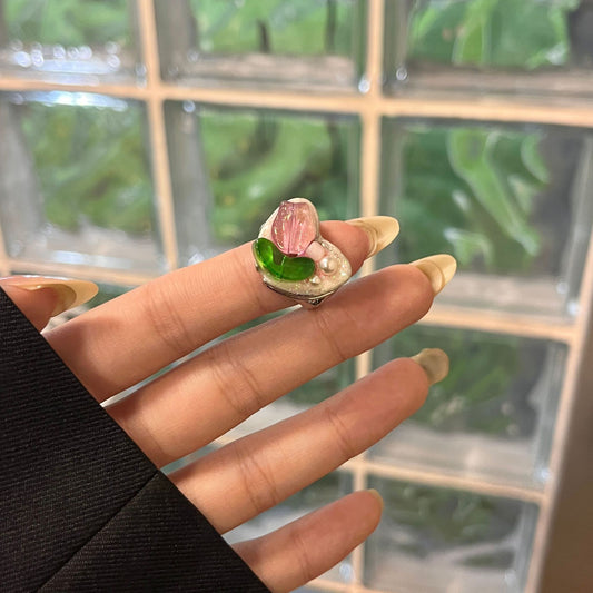 "Enchanted Blossom" - Handcrafted Natural Stone Ring